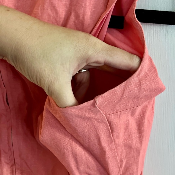 GAP Fit and Flare Coral/Pink Linen Sleeveless Dress, Size S - Picture 7 of 9